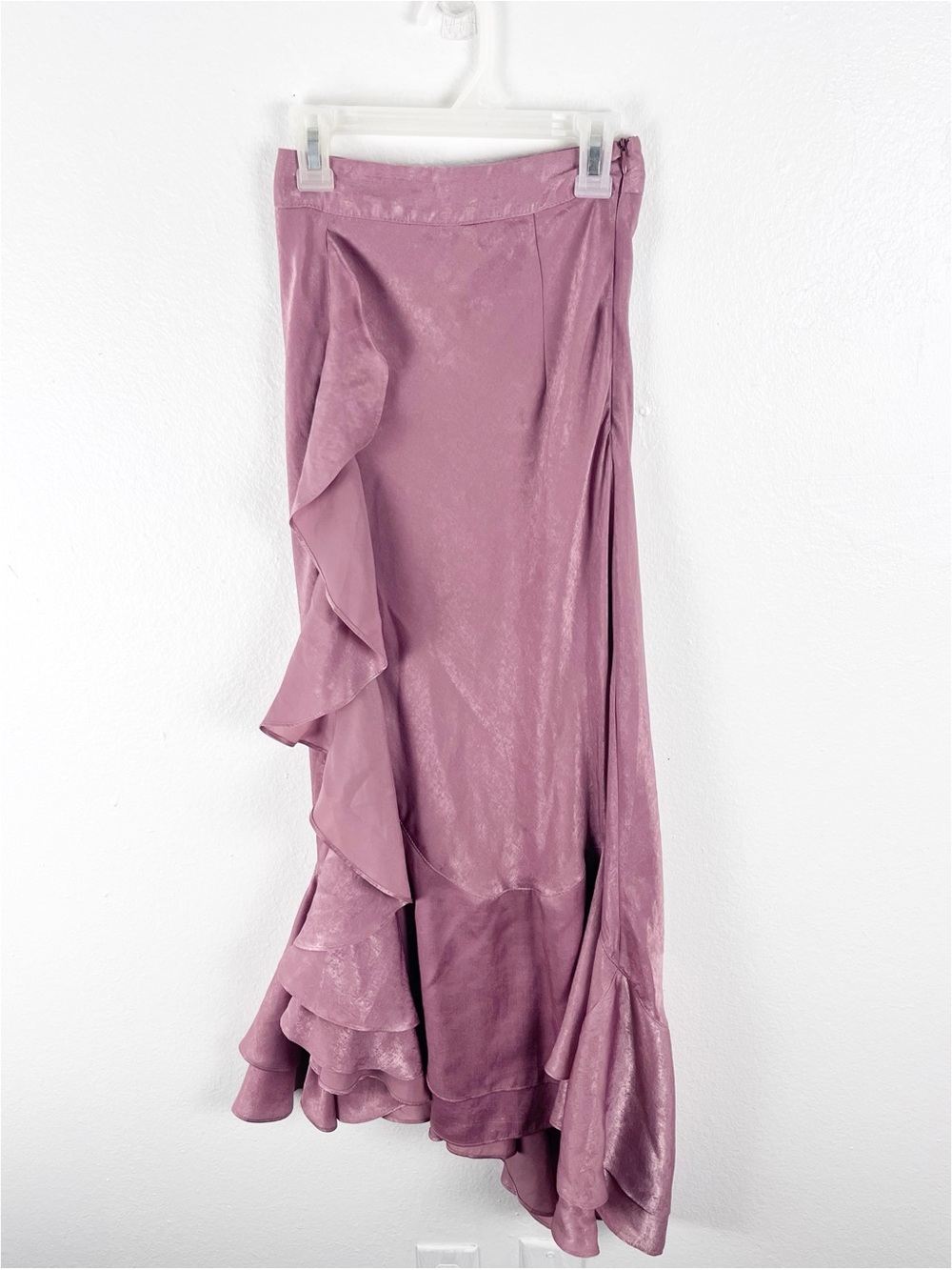 WE ARE KINDRED Frenchie Asymmetrical Ruffle Trim Maxi Skirt Size 0 Boho Chic
